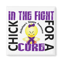 Chick In The Fight Alzheimer's Disease magnets by awarenesschicks Chick In The Fight Alzheimer's Disease magnets