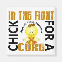 Chick In The Fight Appendix Cancer Fridge Magnets