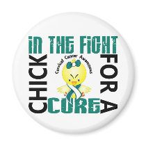Chick In The Fight Cervical Cancer magnets by awarenesschicks Chick In The Fight Cervical Cancer magnets