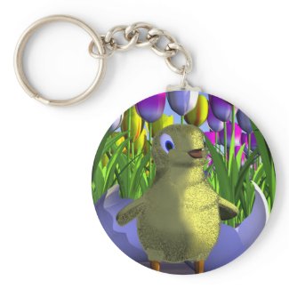 Chick is Born Among Tulips keychain