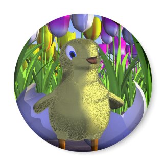Chick is Born Among Tulips magnet