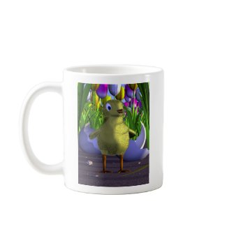 Chick is Born Among Tulips mug