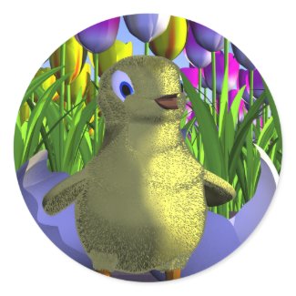 Chick is Born Among Tulips sticker