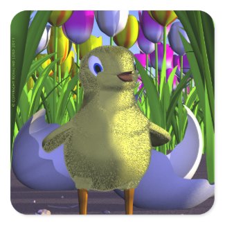 Chick is Born Among Tulips sticker