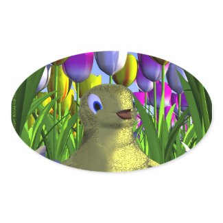 Chick is Born Among Tulips sticker