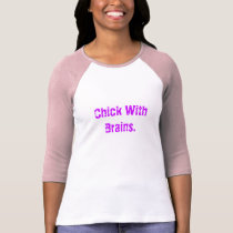 Chick With Brains Pink and purple 3-qtr. sleeve t-shirts by eac12890 Chick With Brains Pink and purple 3-qtr. sleeve t-shirts