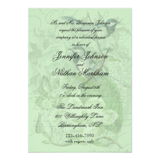 Chickadee and Magnolia Rehearsal Dinner Invitation