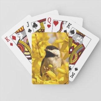 Chickadee Bird and Yellow Flowers Playing Cards