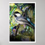 Chickadee  Bird Digital Art Poster