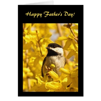 Chickadee Bird in Yellow Flowers Fathers Day