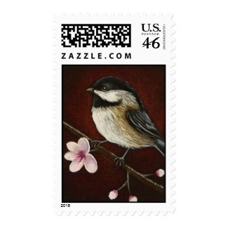 Chickadee & Cherry Blossoms stamp