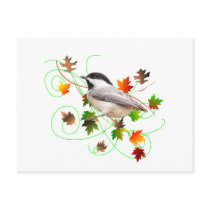 Chickadee & Fall Leaves Postcard