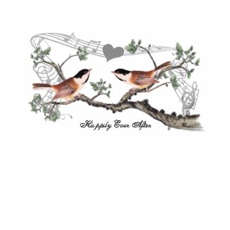 Chickadee Heart Happily Ever After Bride T-shirts shirt