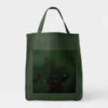 chickadee in a winter setting grocery tote bag