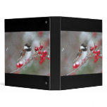Chickadee in Falling Snow with Red Berries Binder