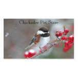 Chickadee in Falling Snow with Red Berries Business Cards