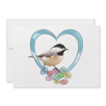 Chickadee in Heart Custom Invitation