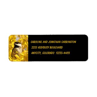 Chickadee in Yellow Flowers Return Address Label