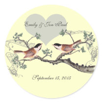 Chickadee Vintage Love Birds Wedding Stickers