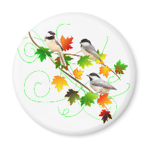 Chickadees in Fall Leaves Magnets