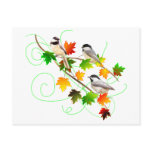 Chickadees in Fall Leaves Post Cards