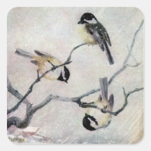 Chickadees in the Snow Stickers