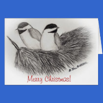 Chickadees in Winter Greeting Card cards