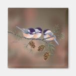 CHICKADEES & PINECONES by SHARON SHARPE Fridge Magnets