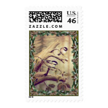 CHICKADEES & WREATH by SHARON SHARPE Postage Stamp