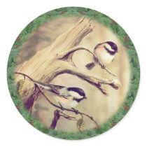 CHICKADEES & WREATH by SHARON SHARPE stickers