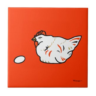 Chicken and Egg on Orange Tile