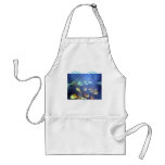 Chicken and vegetables on grill apron