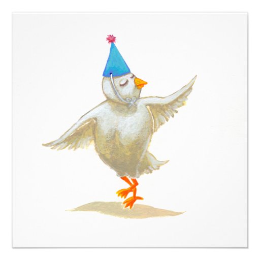 Chicken art party hat lovely feeling Holly dances Personalized Invites
