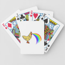 Chicken barfing rainbow poker cards