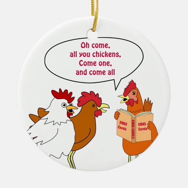 Chicken Christmas Ornament Singing Carols Custom