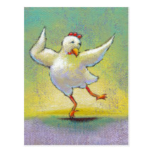 Chicken dancer modern interpretive dancing fun art post card