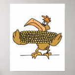 chicken eating corn posters