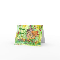 Chicken Family Bird Thank You Card Watercolor