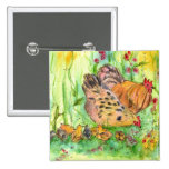 Chicken Family Rooster Hen Birds Square Pin