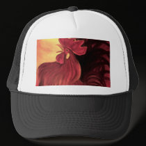 Chicken Farm Red Rooster Painting - Multi hats
