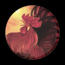 Chicken Farm Red Rooster Painting - Multi magnets