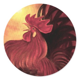 Chicken Farm Red Rooster Painting - Multi Stickers
