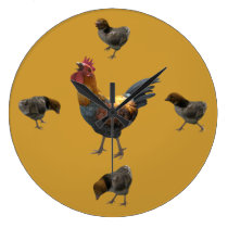 Chicken Farm Rooster and Baby Chicks  Design wall clocks