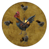 Chicken Farm Rooster and Baby Chicks  Design wall clocks