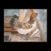 chicken hen art pet portrait post card cards art postcards