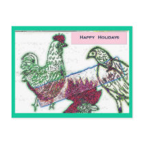 Chicken Joy Christmas Postcard