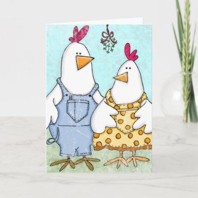 Chicken Mistletoe Card