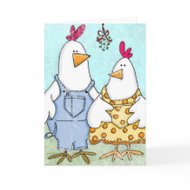 Chicken Mistletoe cards