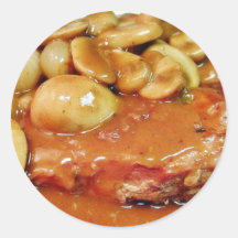 Chicken Mushrooms Sauces Round Stickers