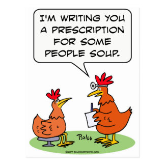 chicken people doctor patient soup postcard